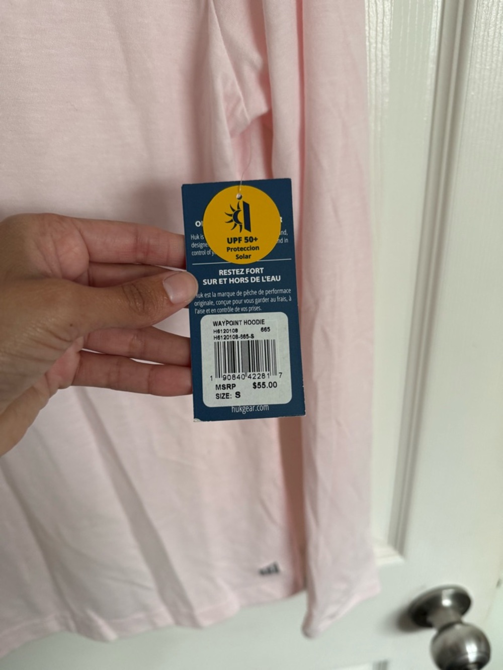 Huk Light Pink Long Sleeve Hooded Women's Shirt - Picture 4 of 6